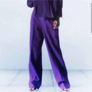 Zara purple high waist wide leg trousers nwt